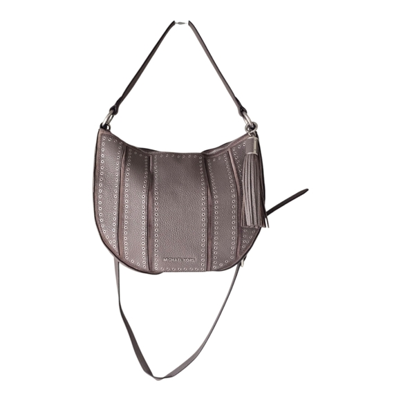 Michael Kors Hobo Bag Brooklyn Grommet Large Leather Studded Women Tassles Y2k - Picture 1 of 16